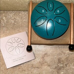 Teal Steel Tongue Drum with Mallets